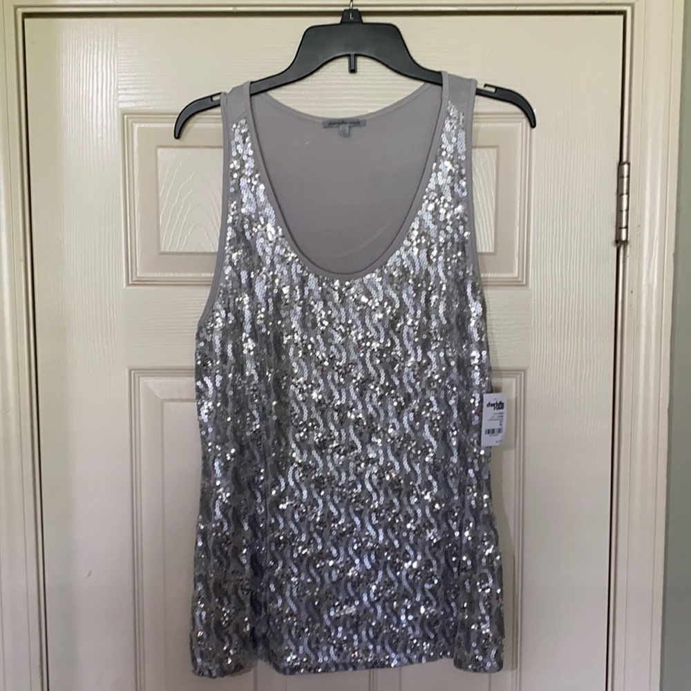 Gray sequined tank